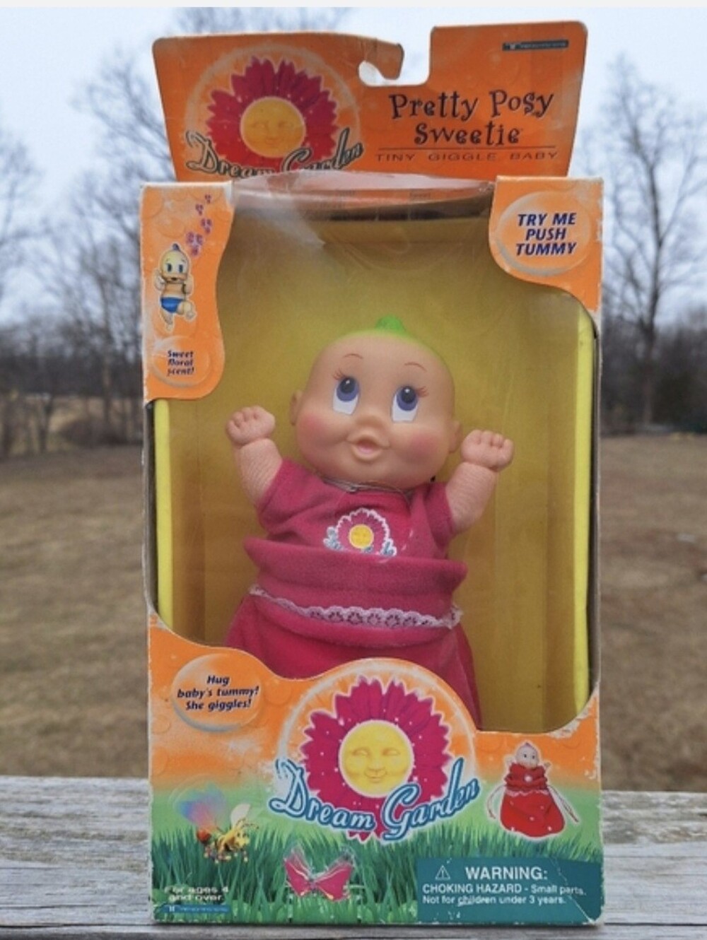 1998 Pretty Posy Sweetie Pink Giggle Baby Doll Trendmaster Dream Garden- Works